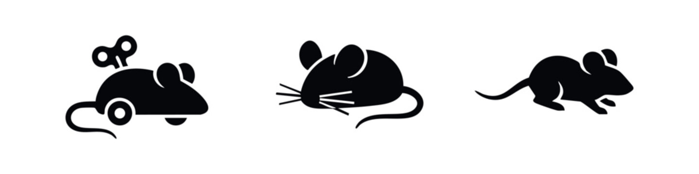 Mouse Icons: Wind-up Toy, Silhouette, and Running