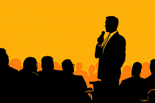 Business Presentation Speaker Silhouette Man Giving Speech  