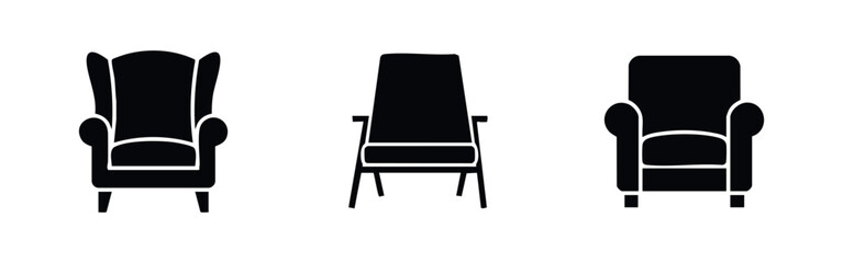 Fototapeta premium Armchair Icons: Wingback, Modern, and Classic Styles