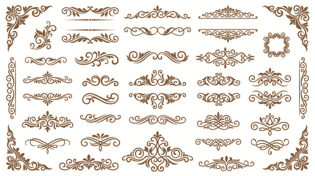 Collection of ornate decorative design elements.