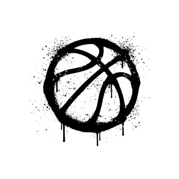 Graffiti Spray Paint Basketball Ball Vector Illustration On White Background