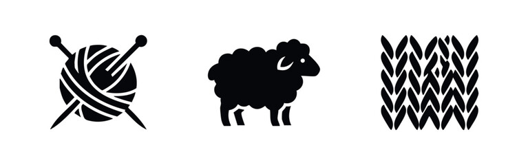 Obraz premium Knitting and wool icons set. Symbols for handicraft, textile, fashion, and yarn.