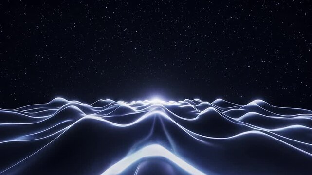 Glowing Digital Wave Landscape Futuristic Loop