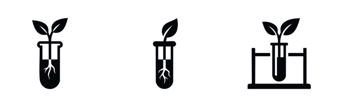 Plant Growth in Test Tube Icons