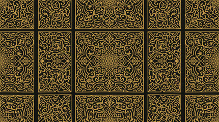 Intricate gold ornamental tile pattern design. © Ira Project
