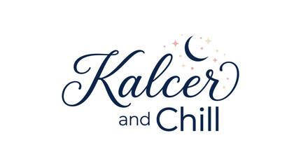 Obraz premium Kalcer and Chill elegant text logo design with moon and stars.