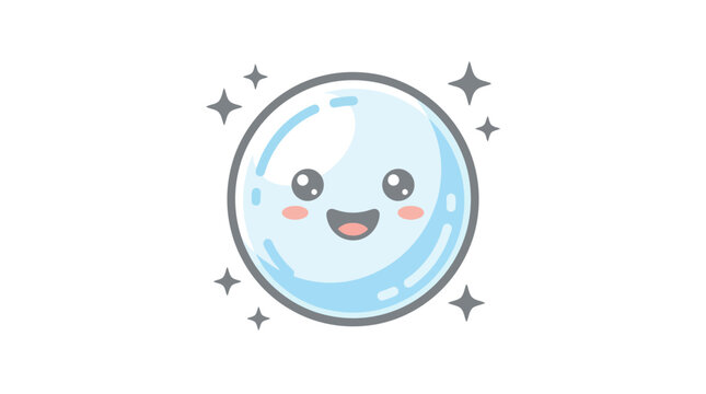 Smiling Moon Face with Sparkles Around.