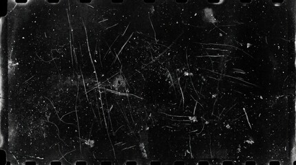Fototapeta premium Grunge overlay effect with scratches and dust on black background, retro noisy grain texture for film or photo edits, distressed abstract surface with worn monochrome mood, ideal for poster mockups,