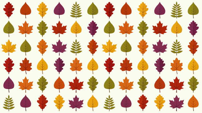 Colorful autumn leaves pattern illustration.