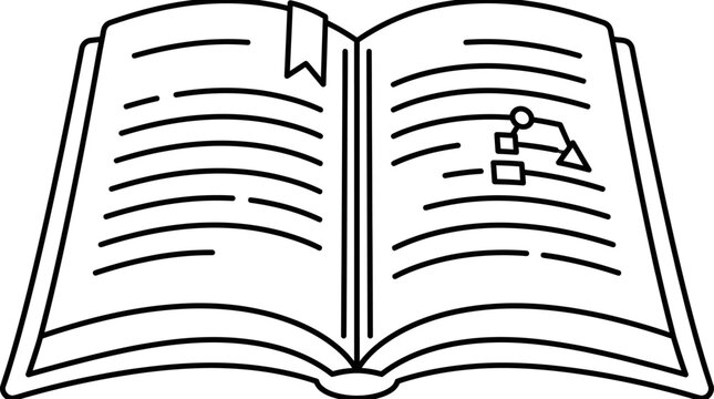Open book with blank pages vector illustration line art minimal design