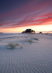 Obraz premium colorful sunset on the beach of Sankt Peter Ording