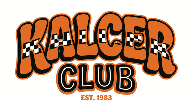 Kalcer Club vintage racing style logo emblem.