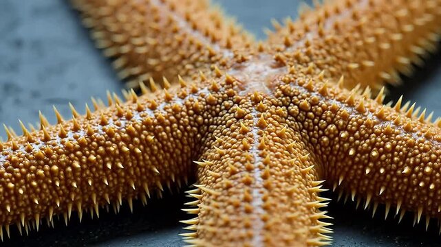 Microscopic Close-up of Starfish Surface with Dermal Papulae and Spines