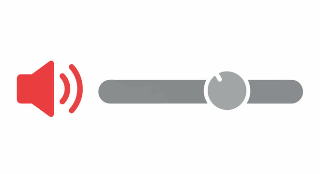 Red speaker icon and gray volume slider with knob