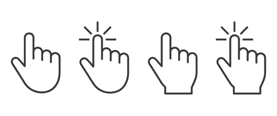 Fototapeta premium Set of hand pointer clicking icons with various styles.