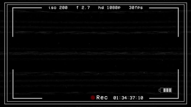 Video camera recorder screen overlay on a transparent background