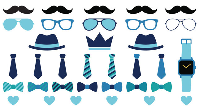 Father day elements with different accessories set.