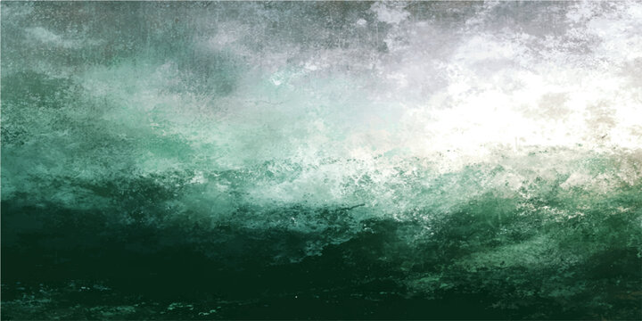 Abstract emerald green watercolor background, moody forest landscape texture, artistic teal and white wash vector, atmospheric nature backdrop