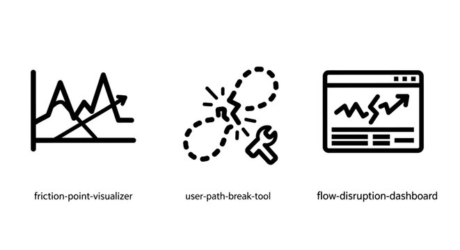 Inflection point analysis component breakdown live disruption dashboard business analytics icon set with inflection analysis component breakdown disruption dashboard business analytics