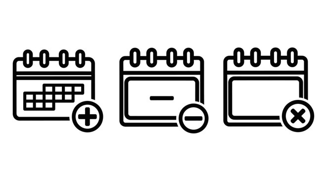 Calendar and appointment management icon set for scheduling events adding tasks or canceling deadlines with calendar schedule appointment management planning deadline organizer reminder