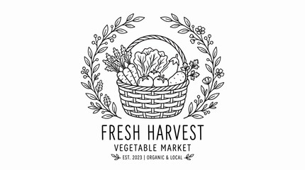 Fototapeta premium Fresh Harvest Vegetable Market Logo.
