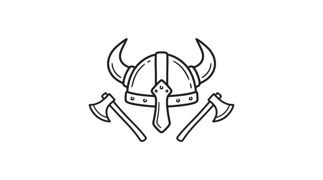 Viking Helmet with Crossed Axes Icon.