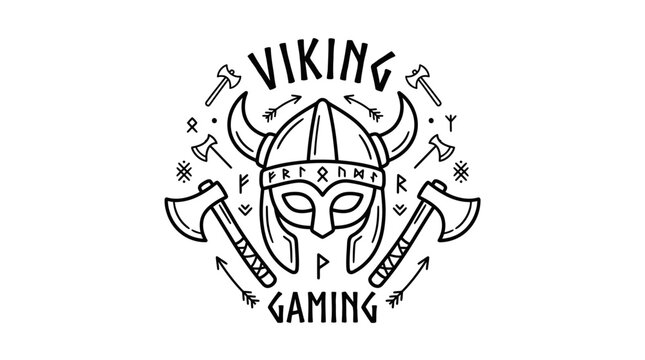 Viking helmet with horns and axes.