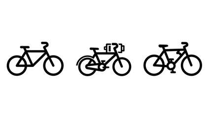 Obraz premium Bicycle and electric bike transportation icons with electric transportation mobility lifestyle activity technology mountain movement sustainable transport exercise equipment roadster