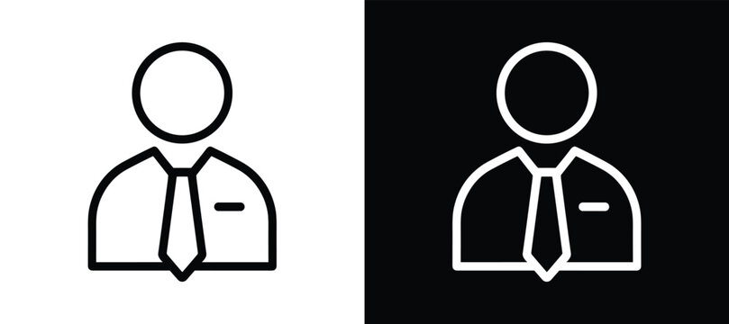 User Icon Set: Two stylized icons represent a person. business profile, personal icon, symbol graphic, professional portrait, generic human.