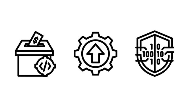 Programming and data security protection conceptual icons with programming security encryption development software protection optimization business technology internet illustration