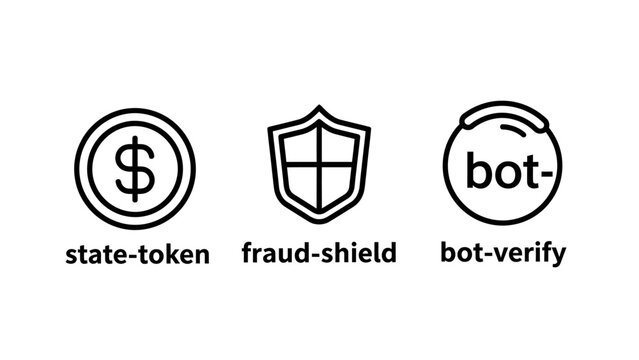 Set of cybersecurity and authentication icons including digital currency token fraud shield bot verification with cybersecurity authentication currency security verification protection internet