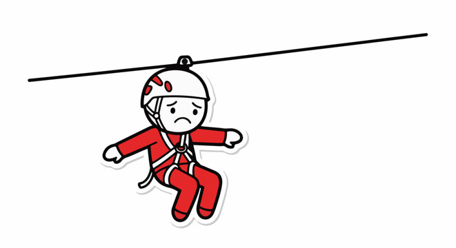 Illustration of Person Ziplining with Safety Gear.