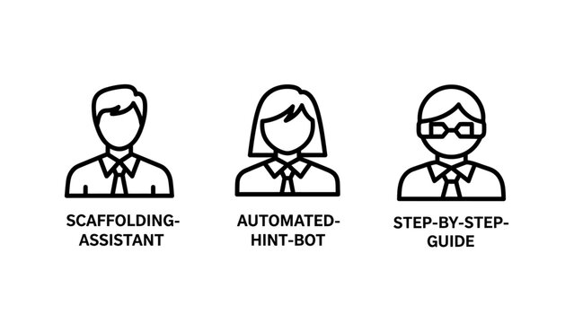 Icons representing assistance and guidance systems with assistance guidance assistant information technology business communication interface automation learning education training