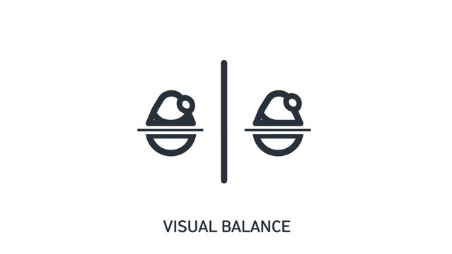 Visual balance concept with symmetrical icons on a scale design principle design element symmetry composition equilibrium comparison equality illustration minimalist background proportion