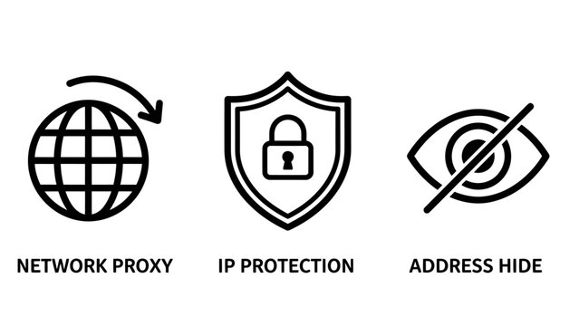 Network security and online privacy protection line icons set with network proxy ip protection address hide internet security digital security cyber security data protection ip protection