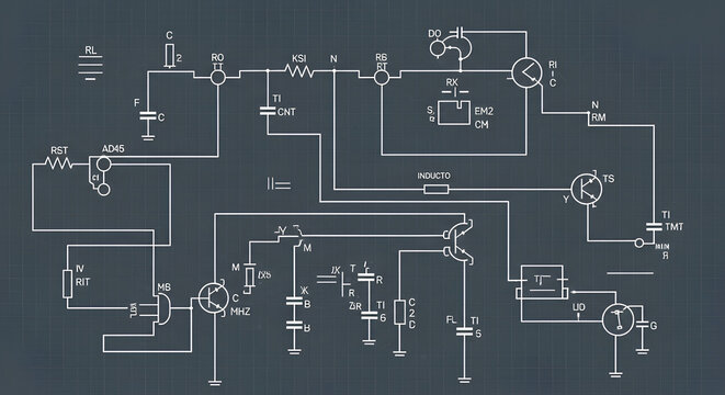 Detailed Electronic Circuit Diagram Illustrating Complex Connections and Components.