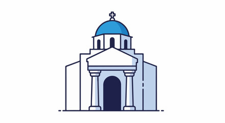 Obraz premium A blue domed structure with pillars and a pediment, outlined in dark blue