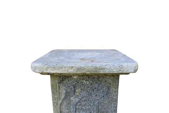 Blank stone base isolated on transparent background for product presentation.