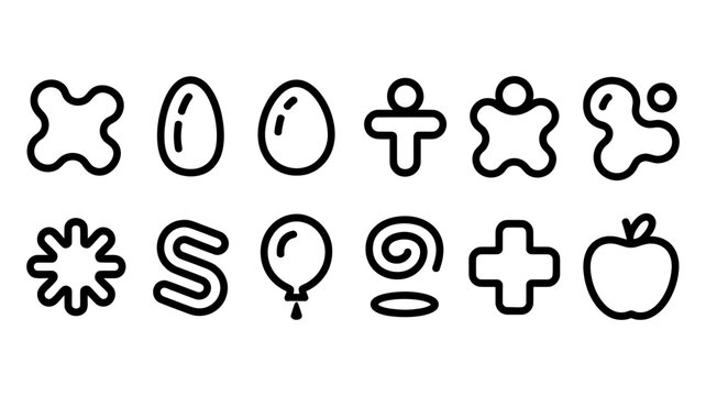 Collection of simple abstract and object line art icons with abstract collection illustration iconography