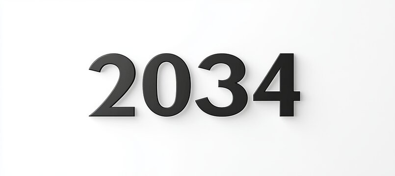 Elegant Year 2034 in Minimalist Style, Symbolizing Future Aspirations with Contemporary Design