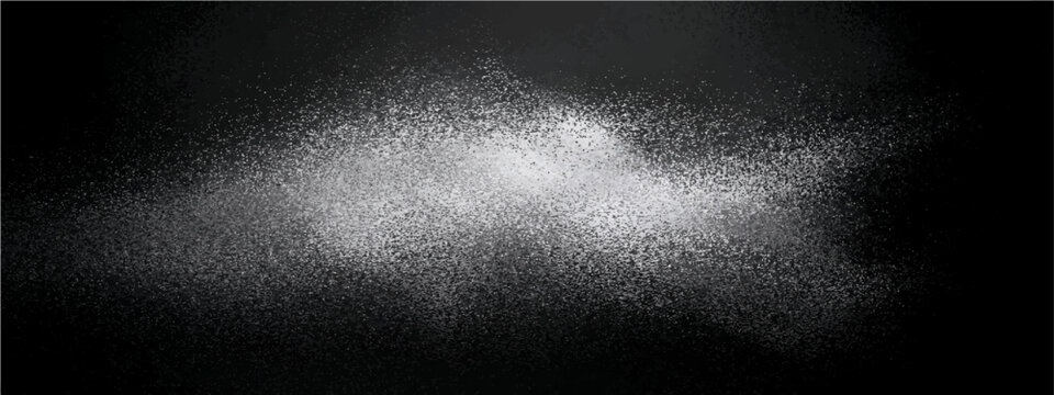 Abstract white powder explosion on black background, symbolizing energy and chaos.