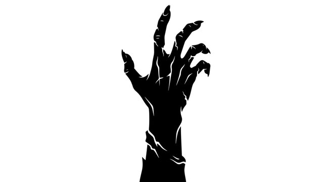 Zombie hand rising upward in darkness