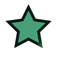 Obraz premium Solid green star with bold black outline. Clean design for simple, striking visual impact. Perfect for logos, icons, or digital graphics. Appeals to creativity, excellence, or quality themes