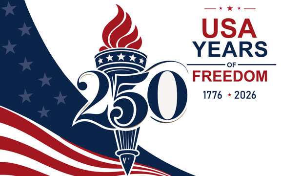 USA 250 Years of Freedom Independence Day Patriotic Banner Design