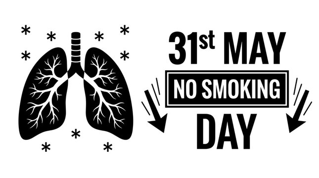 No smoking day illustration with lungs and text on white background may 31st awareness symbol