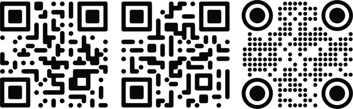 QR code vector collection isolated, digital barcode scanner and mobile payment illustration design set