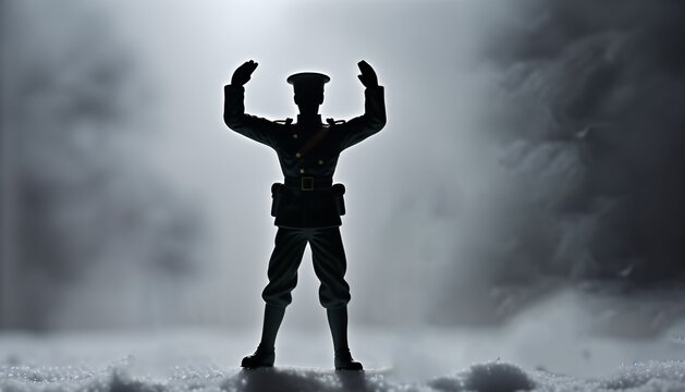 Toy Soldier Surrendering with Raised Hands