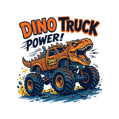 Dino Truck Power monster vehicle with dinosaur head and large tires © MdAnisul