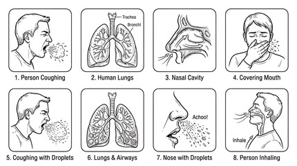 Obraz premium How Coughs and Sneezes Spread Germs allergy flu virus