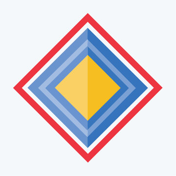 Diamond Shape with Concentric Layers and Red Border